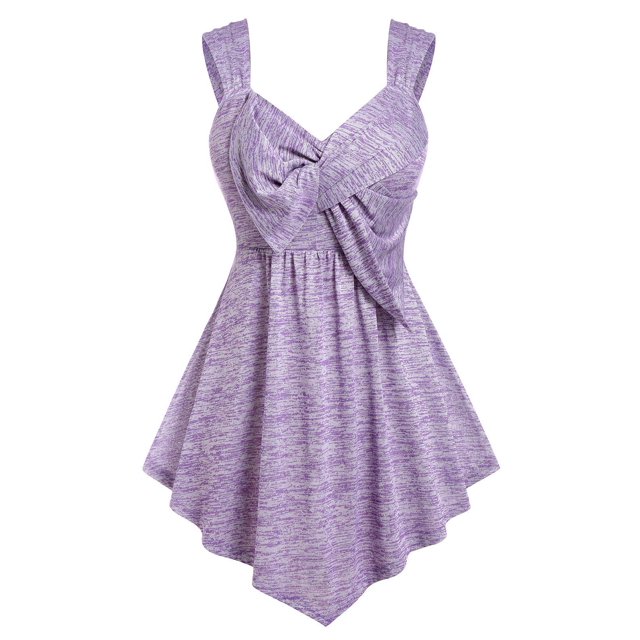 TAPA DE ESPACIO DE ESPACIO DE BOWKNOT DE TAMAÑO PLUS Rosegal Camisetas sin mangas de talla grande