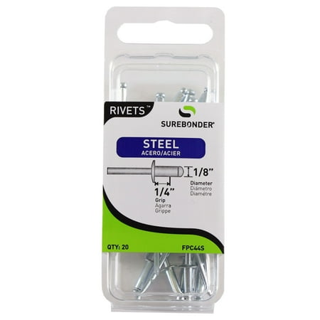 

FPC44S Short Steel Rivets - 1/8 Diameter 1/4 Grip - 20 Count
