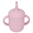 thumbnail image 1 of Vaso de silicona para bebés, a prueba de derrames, con asa antideslizante, sin BPA, con pajita para bebés mayores de 6 meses, color morado claro y rojo, 1 of 14