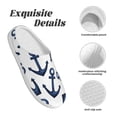 thumbnail image 5 of Xecao Navy Blue Anchors Print Cotton Slippers Fuzzy Warm Cozy Slippers Non Slip House Slippers For Indoor Outdoor Cotton Slippers House Slippers-11, 5 of 7