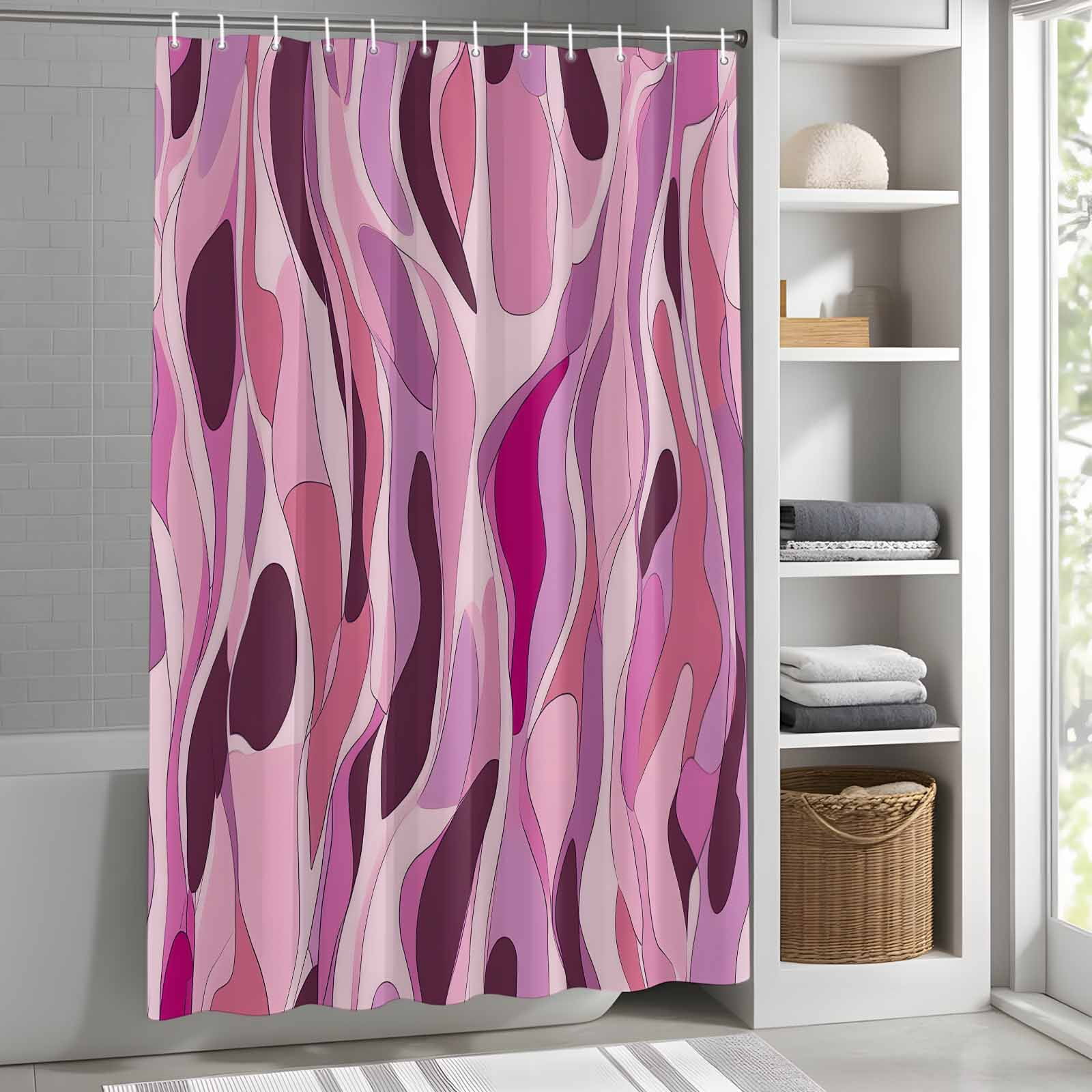 Modernism Style Fabric Shower Curtain Water Ripple Washable Shower Curtains for Bathroom, Waterproof Bath Curtain with Hooks Home Decor 72x72in