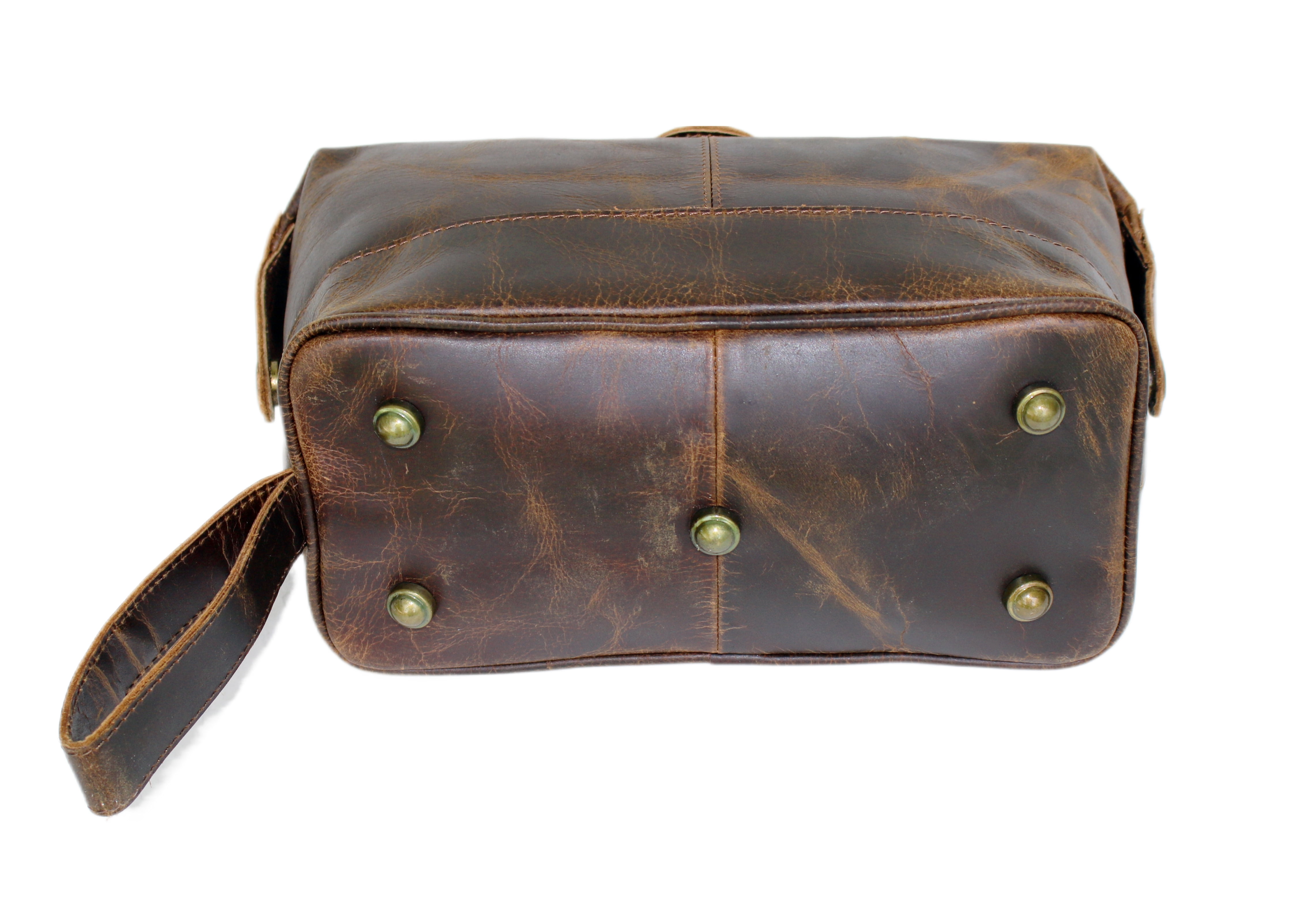 Jaald Leather Toiletry Bag Dopp Kit Travel Case Organizer Makeup Vanity Bag Shaving Grooming Kit Toiletries Purse Gift for Men Women
