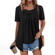 thumbnail image 2 of Camisetas de Manga Corta de Verano para Mujeres, Moda Color Sólido Falso Cuello Redondo de Dos Piezas para Uso Casual Y Diario, 2 of 8