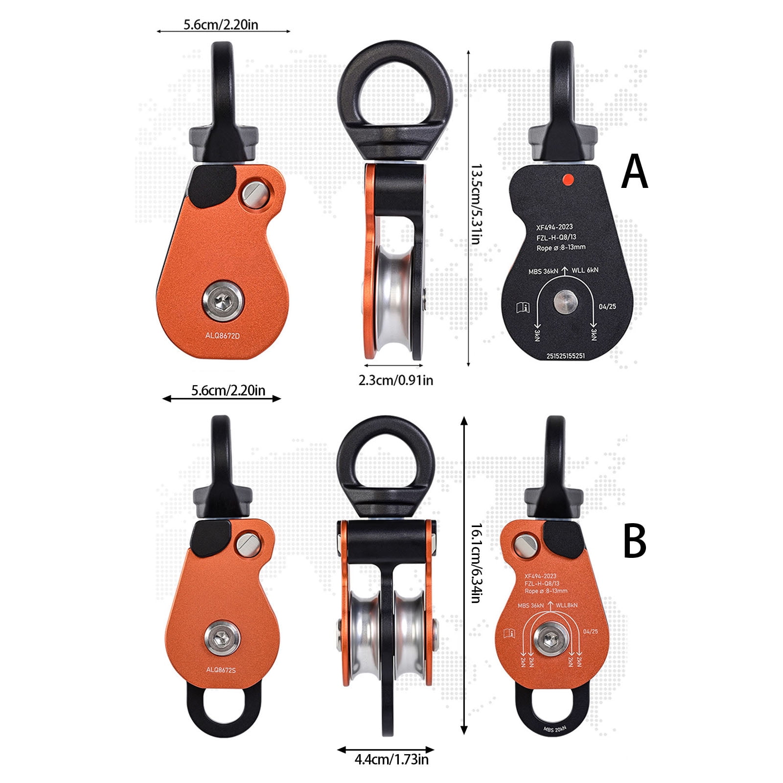 High Capacity Swivels Pulley 360 Rotation Multifunctional Outdoor Pulley for Hiking and Travel with Quick Installation