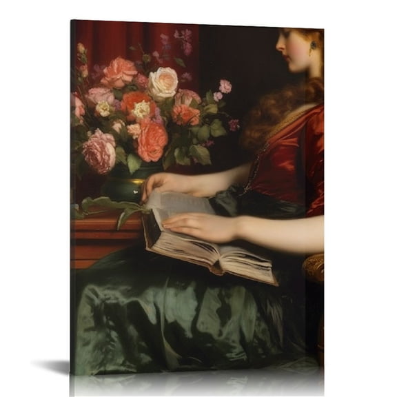 JRXY Vintage Art Portrait Maximalist Decor with Baroque Rococo Canvas Wall Art Print Eclectic Room Decor Oil Painting Renaissance Traditional for Living Room, Office, Bedroom - 16x20 inch 12x16 in