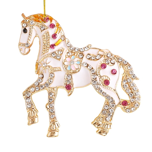 Adornos navideños con forma de caballo Decoración colgante con brillantes en forma de caballo Adorno acrílico para el árbol de Navidad para fiestas de invierno y Navidad Decoración para el hogar