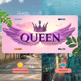 thumbnail image 5 of 1 Pcs 2D Flat License Plate Covers & Frames, QUEEN with Wings and Crown For Decorative Front, Waterproof For Decoration Aluminum License Plate Covers & Frames Cover For Men Women, 12" X 6", 5 of 7