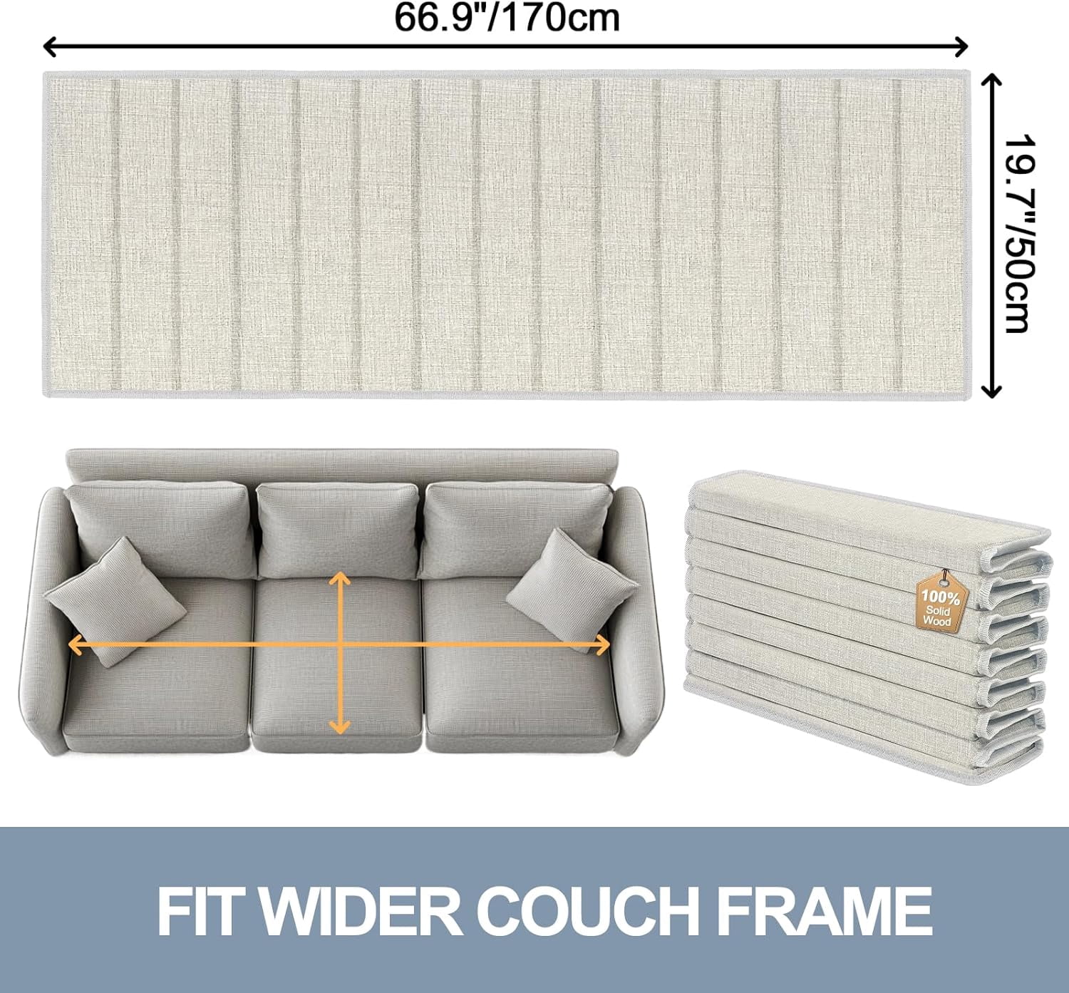 Heavy Duty Couch Cushion Support Board to Fix Sagging Sofas, 20 x 67 Sofa, Thick Plywood Boards Add Strong Seat Supports, Replacement Stuffing Under Couches, Extend Life