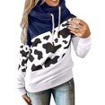 thumbnail image 2 of Puntoco Mujeres Vaca Impreso Pullover Sudaderas Con Capucha De Manga Larga Con Cordón Tops Sudadera Puntoco Puntoco-7150, 2 of 5