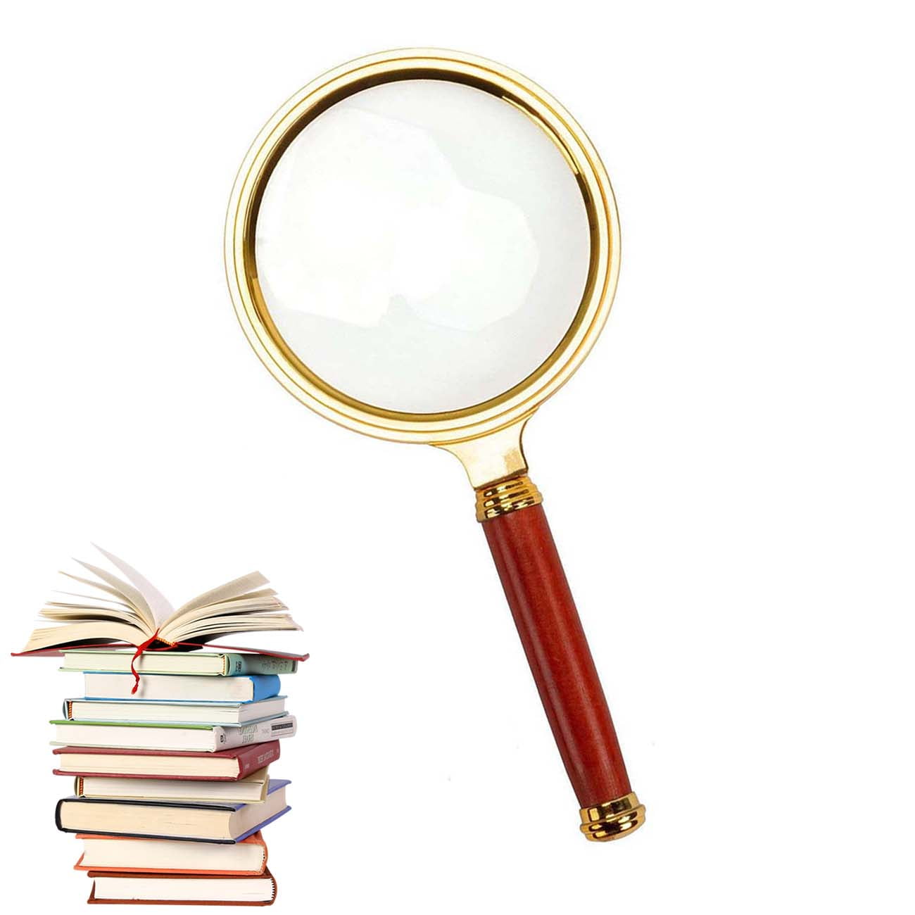 uxcell 4X Metal Frame Dragon Pattern Handle Magnifying Glass Magnifier 50mm