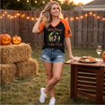 thumbnail image 4 of Women's Halloween Witch Print V-Neck T-Shirt, Raglan Short Sleeve Casual Graphic Tee Top for Halloween Party Daily Wear 10-Multicolor L, 4 of 4