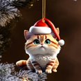 thumbnail image 3 of hiryomu Christmas Cat Pendant Acrylic Santa Hat Cartoon Cat Hanging Decoration Key Ring Kitten Pendant Christmas Tree Decor Gift for Cat Lovers, 3 of 8