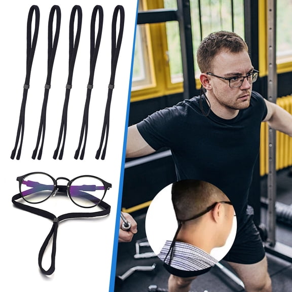 Glasses Strap for Sports Eyewear Adjustable Neck Holder 5Pcs Rope String Eyewear Retainer for Men Women Secure Fit Hiking Cycling 5PCS,68cm,Black