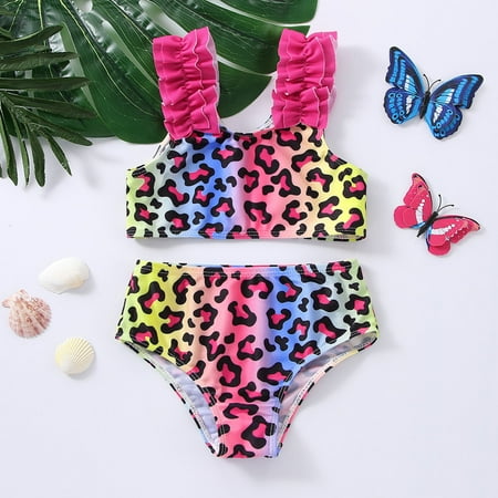 

Cathalem Toddler Guard Summer Toddler Girls Rufflest Leopard Prints Two Piece Swimwear Swimsuit Bikini Set Bikini Set Swimwear Pink 6-7 Years