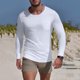 thumbnail image 1 of pstuiky Camisas de manga larga abrigadas para hombre, Camiseta deportiva de manga larga con cuello redondo y bolsillo informal de colores sólidos para hombre Tops de hombre l, 1 of 6