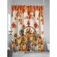 thumbnail image 5 of Fsddascl Thanksgiving Fall Shower Curtain Set - Long 72" x 84" Washable Bathtub Curtain with 12 Hooks, Orange Maple Leaves Pumpkin Sunflower Waterproof Fabric Stall Shower Curtains for Bathroom, 5 of 6