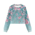 thumbnail image 7 of Xixirimido Cherry Blossom Blue Casual Shirts for Teen Girls Trendy Kawaii Crop Tops Soft Crewneck Pullover Sweatshirt for School Fall Winter Clothes for 7-8 Years, 7 of 7