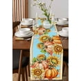 thumbnail image 2 of Orange Yellow Pumpkins Fall Burlap Cotton Table Runner 13x48 Inches Long, Thanksgiving Farmhouse Botanical Retro Farmhouse Table Runners, Outdoor Dining Tablecloths Decor for Baby Shower/Party, 2 of 6