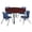 Mahogany / Grey / Blue, variant on Regency Kee 48 in. Round Adjustable Classroom Table- Mahogany & 4 Andy 12 in. Stack Chairs- Blue & Grey Base
