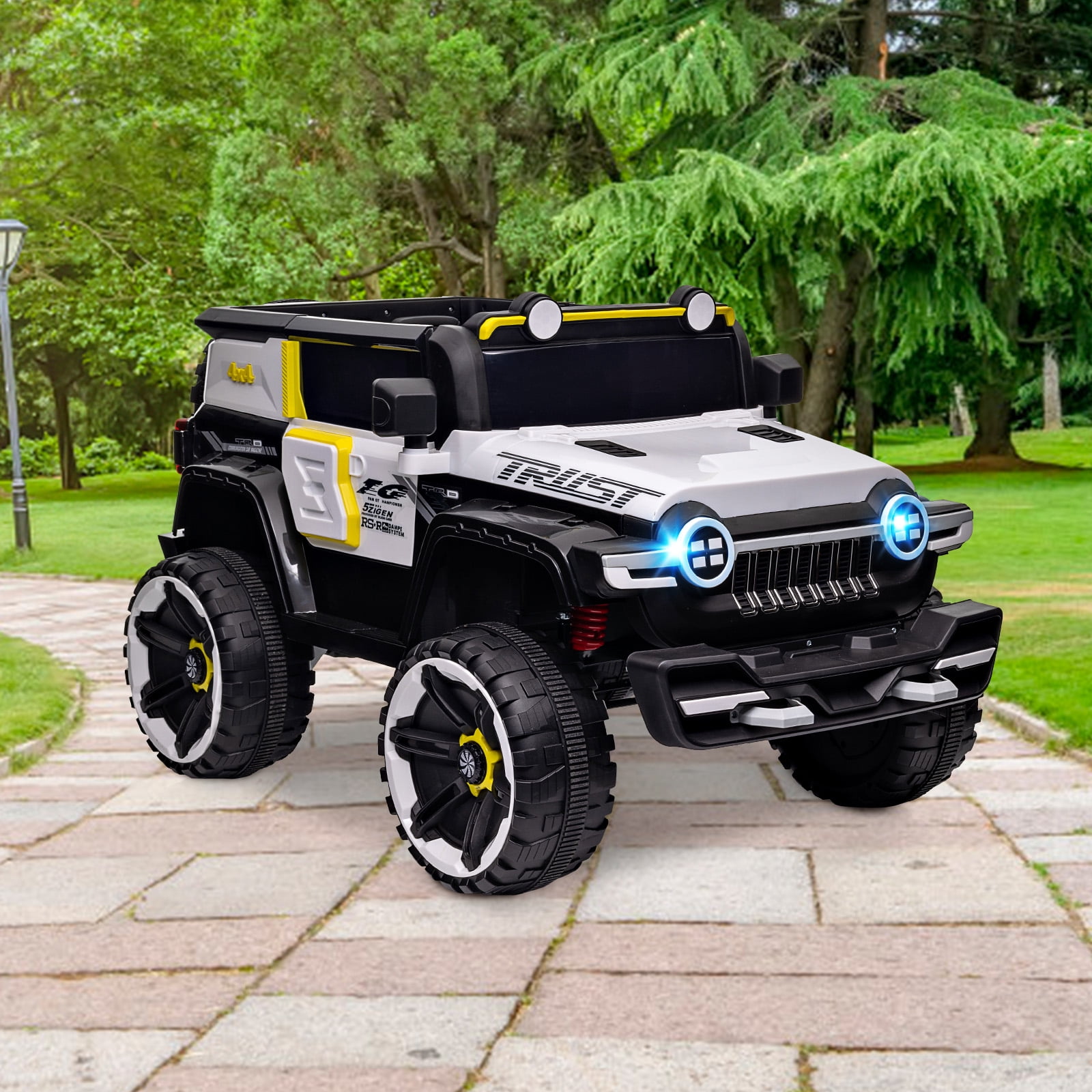 EastVita 12V Ride on Car FL-3588 Off-Road Vehicle Ride on Toy 25W*2 4 Wheeler Battery Powered Quad Toy Vehicle with Remote Control /MP3/ Suspension System /LED Lights/Off-Road Tires/etc