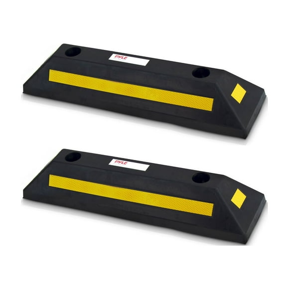 Pyle PCRSTP11 22 Inch Vehicle Driveway Parking Spot Wheel Guide Stop (2 Pack)