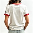 thumbnail image 3 of Never Forget 9/11 Shirt for Women Patriotic V-Neck Tee with Red Trim & 25 Years Patch, Soft Cotton Relaxed Fit American Flag Memorial Top White XL, 3 of 3