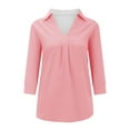thumbnail image 5 of Aboser Ladies Tops and Blouses Dressy Casual Collared Tunic Top Flowy 3/4 Length Sleeve Shirts Solid Color V Neck T Shirt Loose Fit Work Blouse, 5 of 6