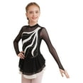 thumbnail image 3 of Nyeemya Kids Girls Shiny Rhinestone Ice Skating Dress Mesh Splice Long Sleeves Ballet Dance Figure White 14, 3 of 7
