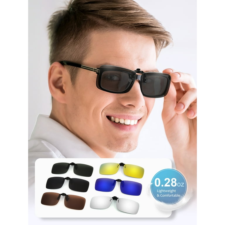 TINHAO Pairs Clip On Sunglasses Flip Up Day&Night Driving