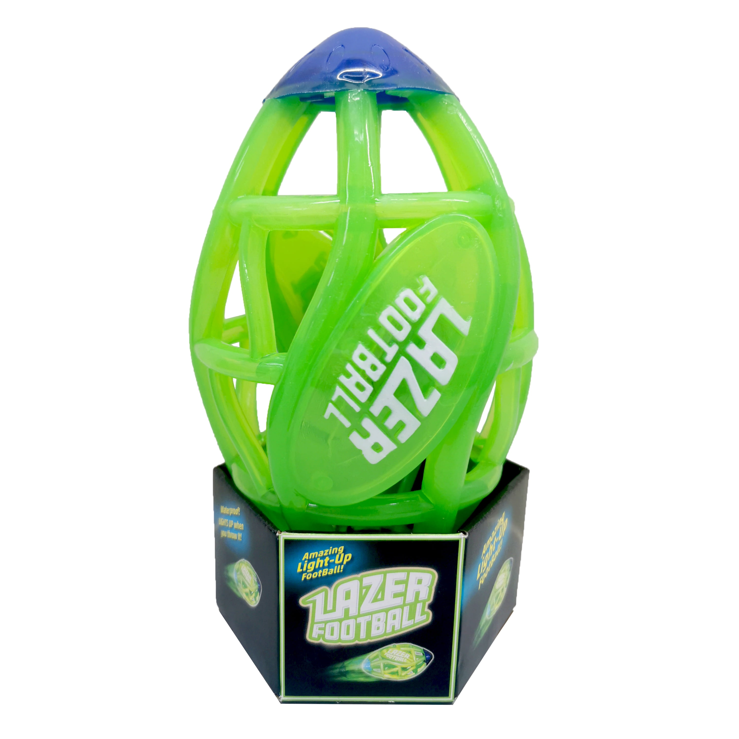 (3 pack) Lazer Light Up Glow Rubber Toy Football, Green, Pee Wee Size 5