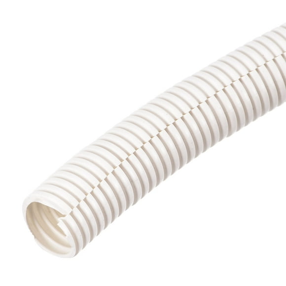 Unique Bargains Split Wire Loom Tubing PE Corrugated Pipe Conduit 4M/13ft Length 23x28.5mm White for Wire Cable