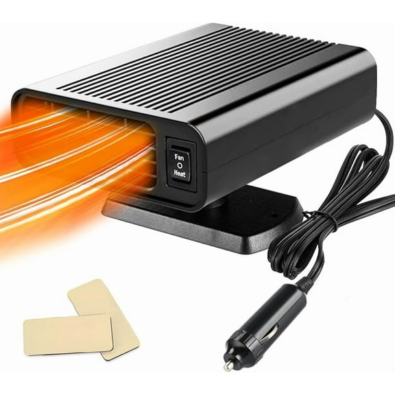 Wrongduck 12V Portable Car Heater 150W, 2-in-1 Heating & Cooling Defroster/Defogger with 180 °   Rotary Base, Plug-in Auto Heater Fan for Winter and Summer Use in Cars, Trucks, SUVs, and MPVs (Black)