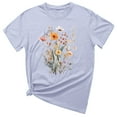 thumbnail image 2 of Sakmal Gray Ladies Tops Plus Size Short Sleeve Graphic Crew Neck Flower T-Shirts Womens Shirts Plus Size, 2 of 3