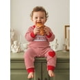 thumbnail image 5 of BemeyourBBs Newborn Baby Boy Valentines Day Romper Outfits Waffle Knit Stripe Romper Cute Letters Heart Embroidery Long Sleeve Jumpsuit Spring Clothes, 5 of 9