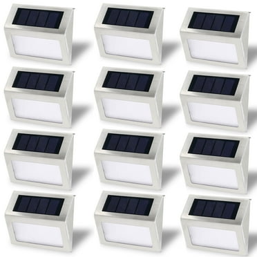 Solar Stair Light, EpicGadget Waterproof Outdoor LED Step Lighting 3 LED Solar Powered Step Lights Stainless Steel Outdoor Lighting for Steps Paths Patio Stairs (Pack 12)