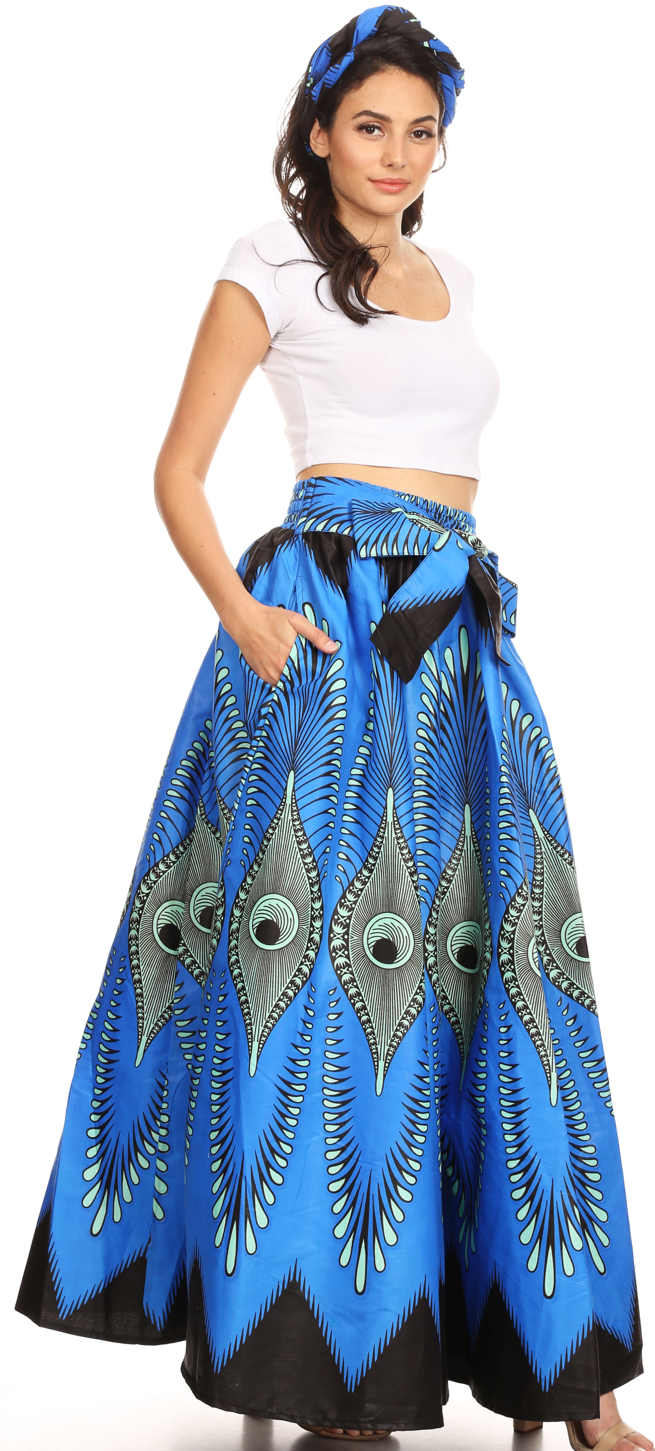 Sakkas Sora Women's Wide Leg Loose African Ankara Print Pants Casual  Elastic Waist - 149-BlueTurquoise - One Size Regular - Walmart.com