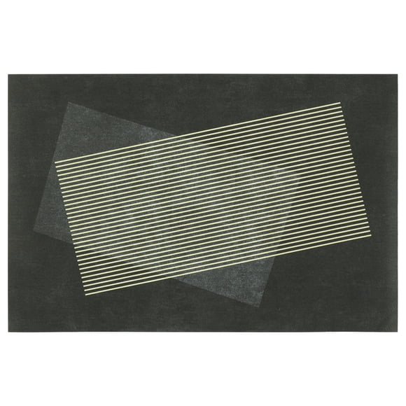 REGALWOVEN Alfombra de baño geométrica, alfombra de baño retro abstracta moderna negra 16" x 24"