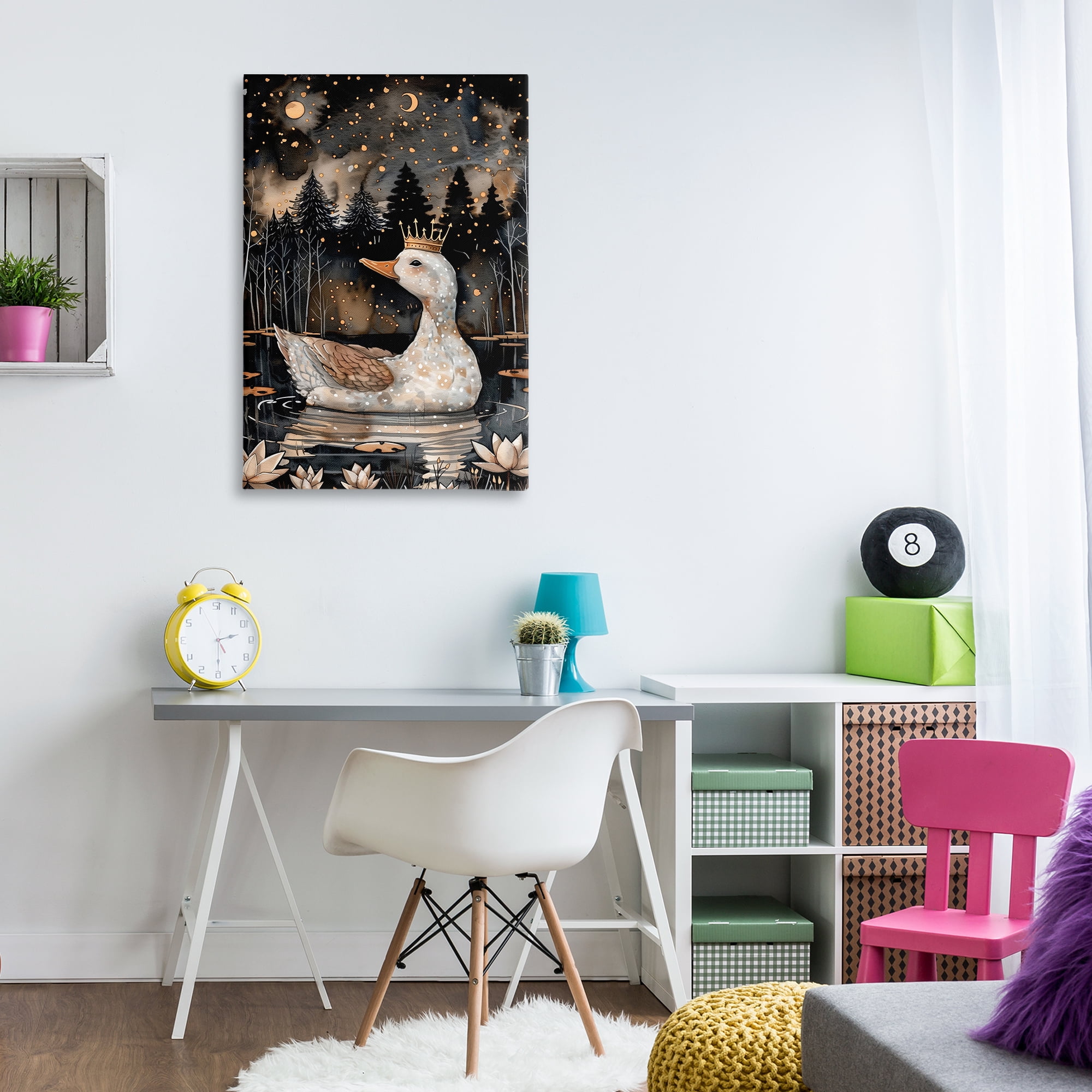 Stupell Industries Regal Duck at Night Animals & Insects Painting Gallery Wrapped Canvas Art Print Wall Art, 24 x 36