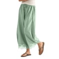 thumbnail image 2 of Women's Casual Pants Elastic Waist Patch Lace Pant With Pockets Baggy Straight Leg Trousers, 2 of 7