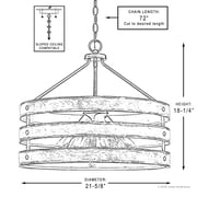 Urban Ambiance Luxury Farmhouse Pendant, Size: 18-1/4H x 21-5/8W, with Urban Industrial Style Elements, Galvanized Steel Finish, UHP2475