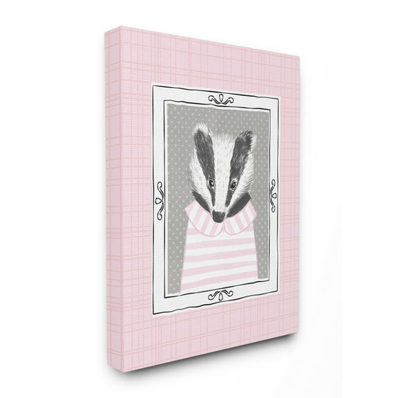 The Kids Room by Stupell Badger Portrait Pink XXL Stretched Canvas Wall Art, 30 x 1.5 x 40
