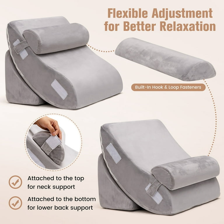 Gymax 6PCS Orthopedic Bed Wedge Pillow Set Post Surgery Memory Foam for Back  Neck Leg 