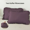 thumbnail image 3 of BedDecor 100% Egyptian Cotton Ruffle Trim Fringe Duvet Cover Set: Elegance with a Delicate Touch |Oversize King, Plum, 3 of 5