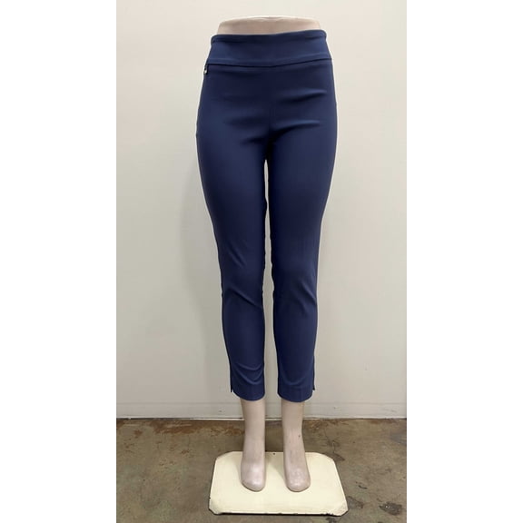 Counterparts Woments pull on luxe stretch slim leg ankle length Pants with side hardware detail and slits on hem