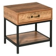 thumbnail image 1 of HOMCOM Bedside Table with Drawer Nightstand with Shelf and Metal Base, Teak, 1 of 10