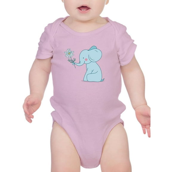 Elephant With A Flower Bodysuit Infant -Smartprints Designs, Newborn