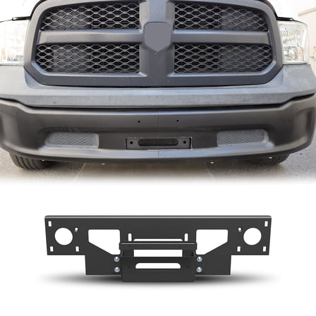 Heavy Duty Steel Front Bumper Winch Plate Fit for 2013-2018 RAM 1500,2019-2024 Classic,Black Powder Coated