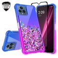 thumbnail image 2 of GALAXY WIRELESS USA for T Mobile Revvl 6x 5G/Revvl 6 5G Case Liquid Glitter Phone Case Cover w/Tempered Glass Screen Protector - Purple/Blue, 2 of 5