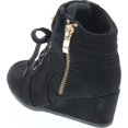 thumbnail image 3 of LINK PEGGY-53K Children Girl's Comfort Lace Up Hidden Wedge Sneakers, Black, 9, 3 of 7