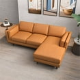 thumbnail image 5 of Austin Modern Tufted Living Room Top Leather Corner Sectional Sofa in Tan, 5 of 6